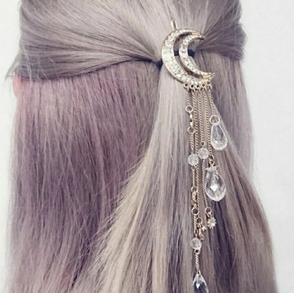 Boho Moon & Stars Crystal Hair Clip - Picture 3 of 7